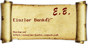 Eiszler Benkő névjegykártya